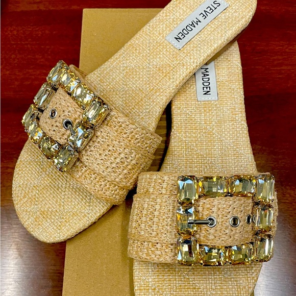 NEW STEVE MADDEN RAFFIA FLATS - Picture 3 of 10